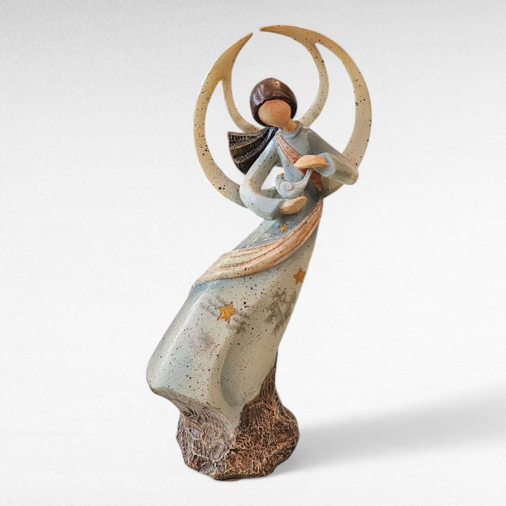 Roman Inc Angel Holding Bird Figurine 9 1/4"